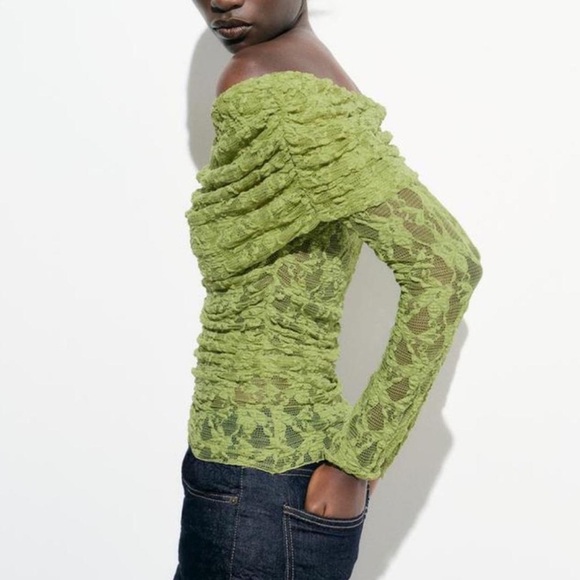 ZARA Off shoulder lace top size S - Picture 6 of 16